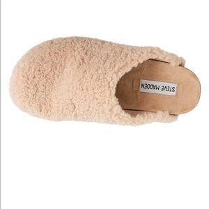 Steve Madden Vesa Scuff Faux Fur Slippers Tan Sz 5